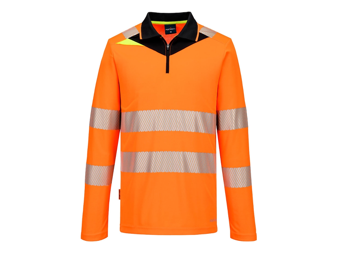 Polo De Alta Visibilidade Dx4 De Manga Longa Com Zíper | Trabalho Naranja/negro / L
