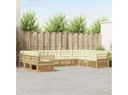Vidaxl Conjunto De Sofás Para Exterior 9 Unid. Branco E Creme