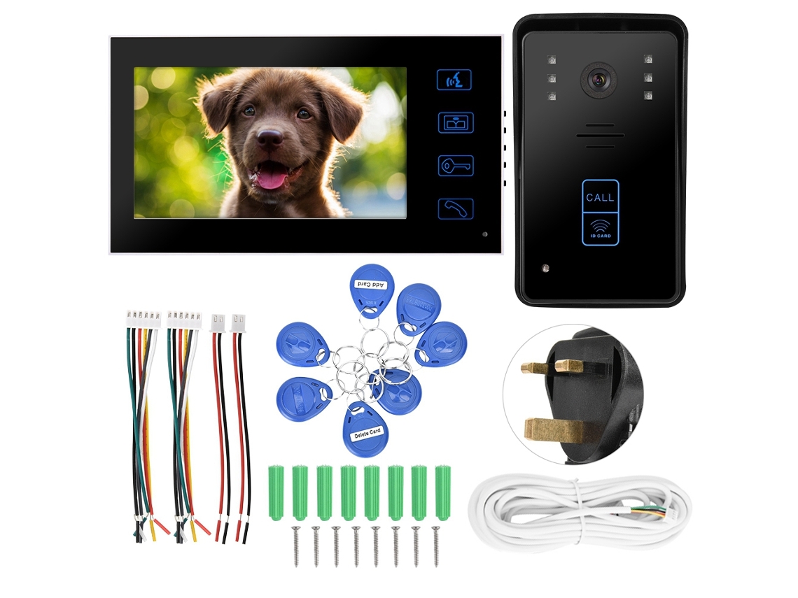 Videofone De Porta Com Fio De 7 Polegadas, Função De Leitura De Cartão E Operação Touch