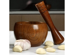 Pilão E Almofariz De Madeira, Ideal Para Moer Manualmente Gengibre E Especiarias