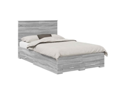 Estrutura da Cama Cinza Sonoma 135x190 cm Madeira Processada MAISON EXCLUSIVE