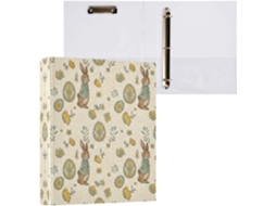 Pasta de 3 Argolas para Papel Tamanho Carta , Coelhinho da Páscoa Redondo e Fofo com Porta pra (27,9 X 21,6 Cm)