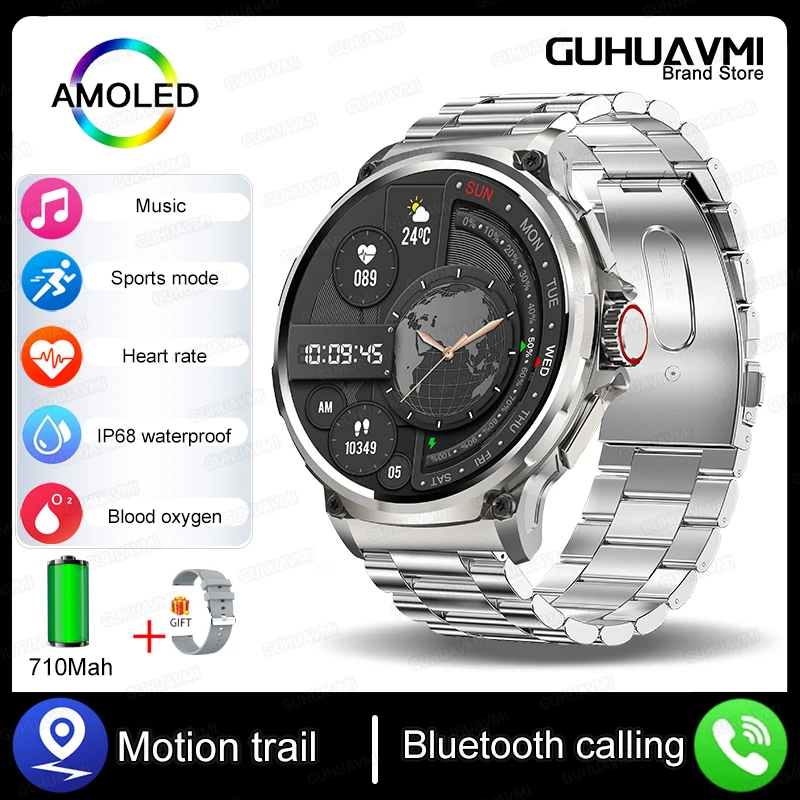 (pulseira De Aço Prateada) Smartwatch De 1,85 Polegadas, Chamadas Via Bluetooth, Bateria De 710 Mah, Resistência À Água Ip68