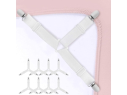 Lurelia Correias Para Lençol Branco 8 Peças Ajustável Elástico Triângulo Resistente Cama Sofá Metal Plástico