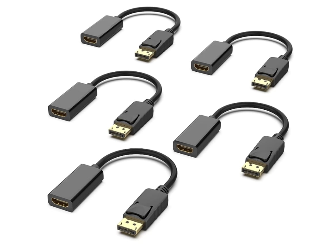 Adaptador Displayport Para Hdmi Pacote Com 5 Dp Porta De Exibição Conversor Macho Para Fêmea Hdmi Com Áudio Preto*