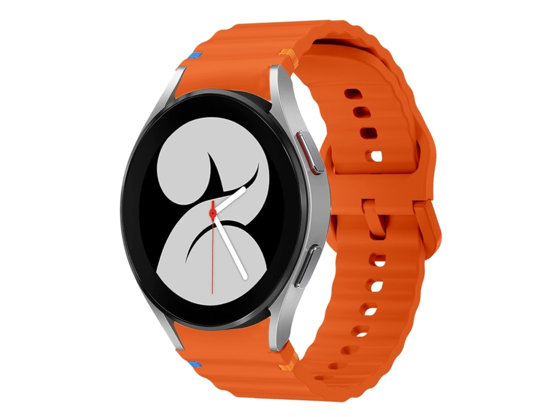 Bracelete para Samsung Galaxy Watch 4 Silicone Costurado com Padrão de Onda 40/44mm Laranja XIAOMOYU