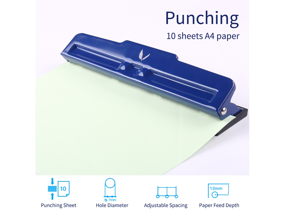 Perfurador de Papel Metal Ajustável 4 Furos com Coletor de Retalhos, para Escola, Escritório, Casa | S/MARCA