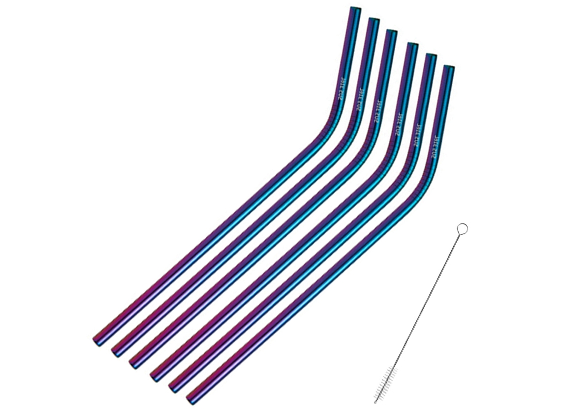 Conjunto com 6 Canudos de Aço Inoxidável Canudos Metálicos Reutilizáveis para Copos e Canecas de Bebidas Frias MEOIRUERY