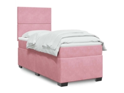 Vidaxl Cama Com Molas/colchão 90x190 Cm Veludo Rosa