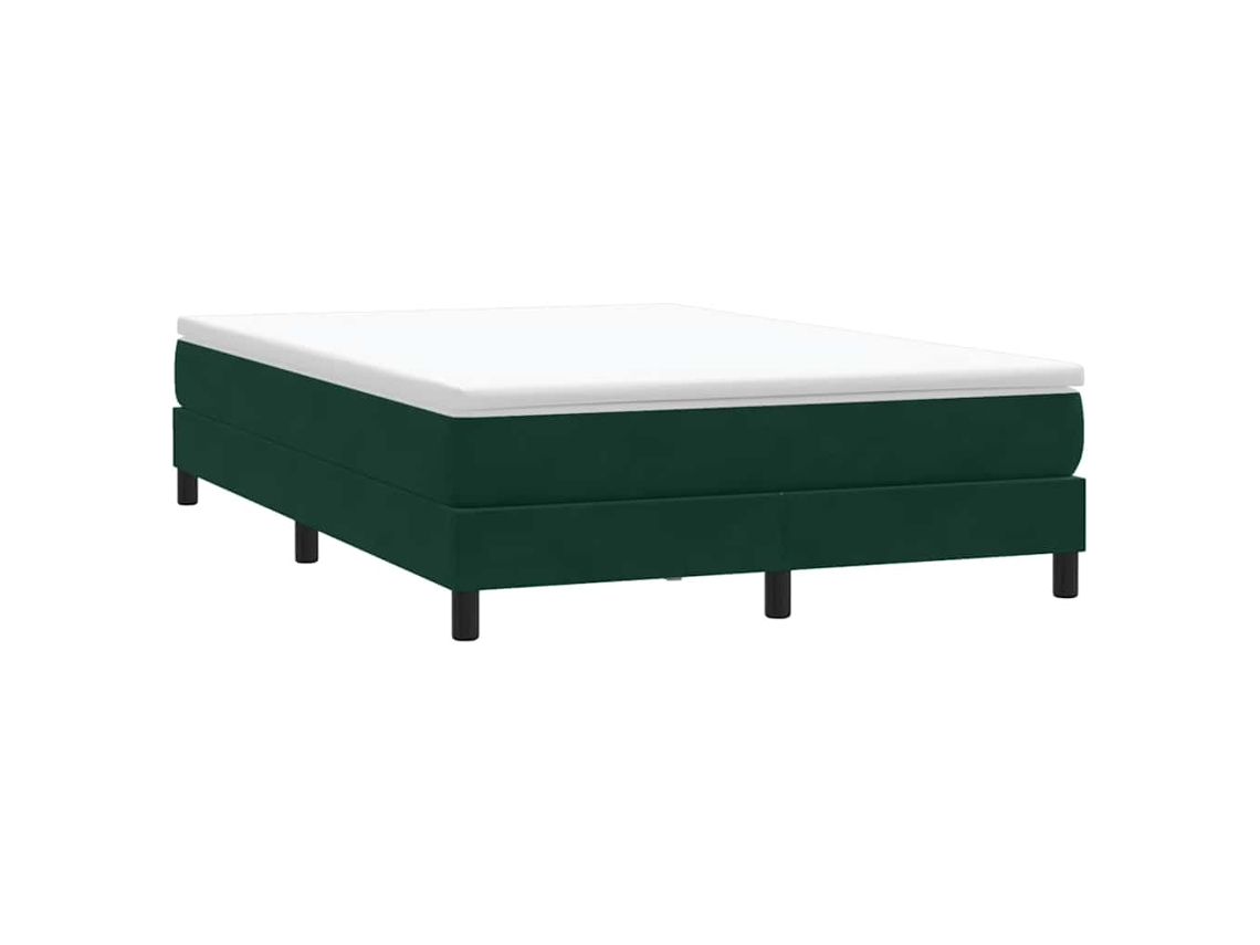 Vidaxl Cama Sem Molas/colchão 160x210 Cm Veludo Verde Escuro