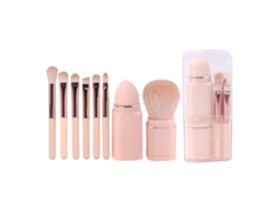 Conjunto de 8 pincéis de maquiagem portáteis para viagem com estojo de armazenamento, cerdas de fibra artificial Macio.