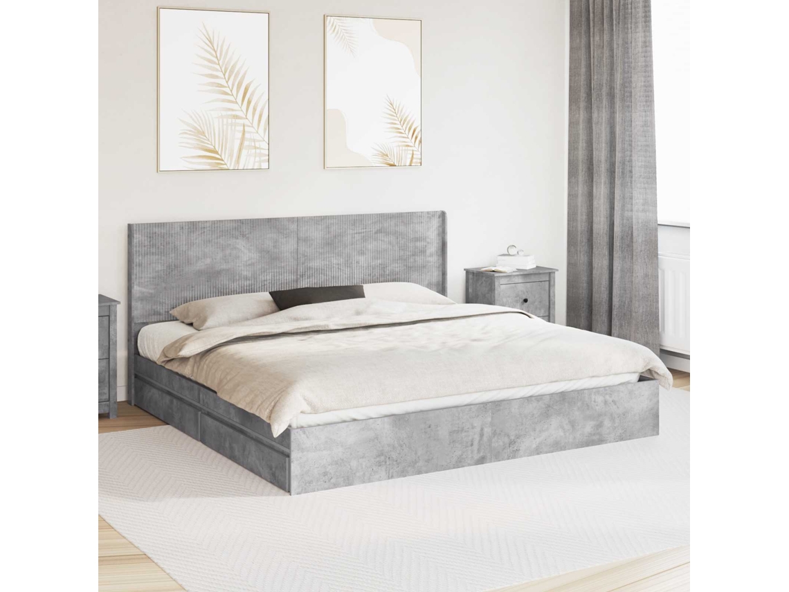 Vidaxl Estrutura De Cama Com Armazenamento E Cabeceira