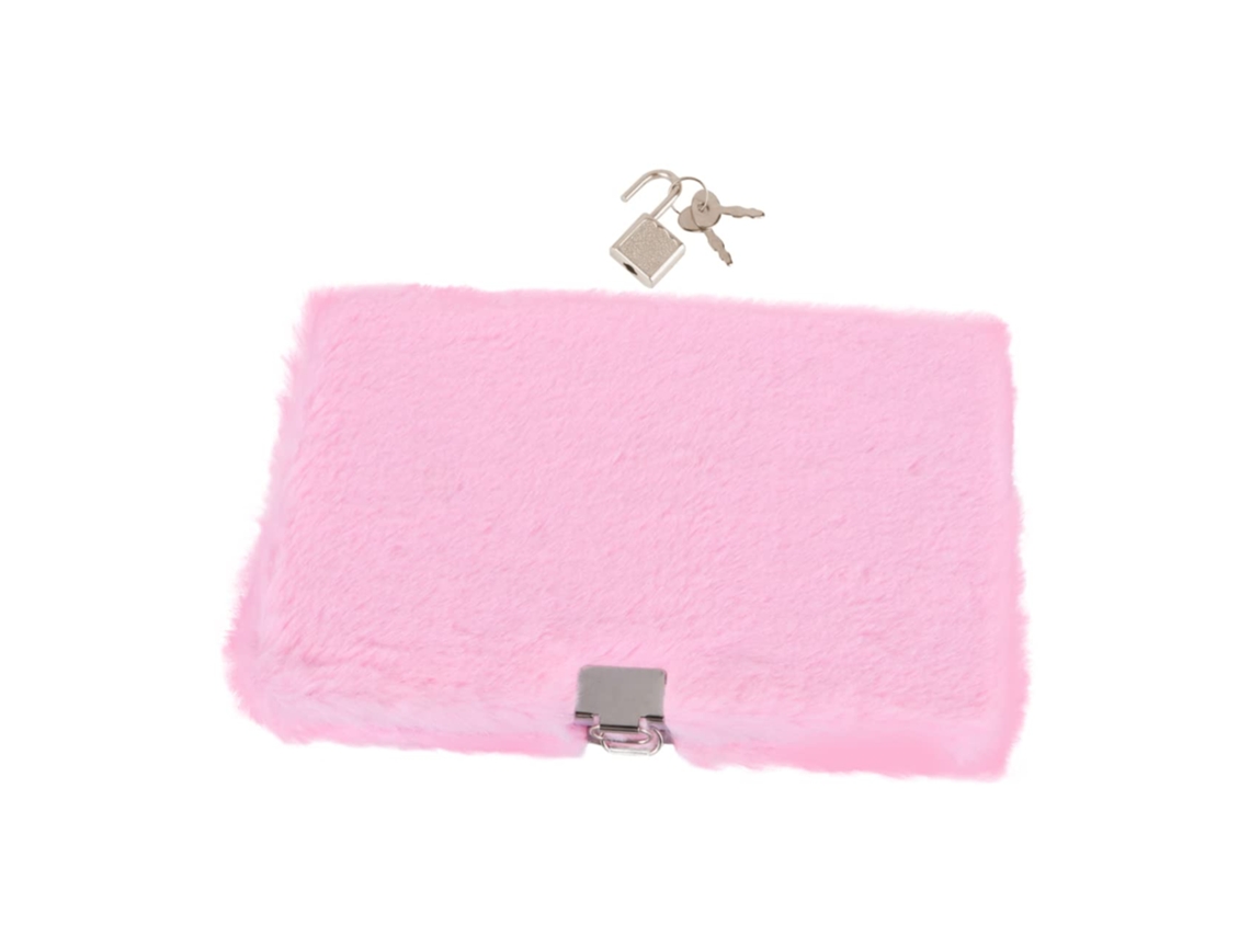 Caderno De Pelúcia Sintética, Ideal Para Viagens, Para. Diário De Fofo E Rosa, Resistente E Com Cadeado