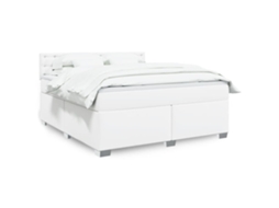 Vidaxl Cama Com Molas/colchão 180x200 Cm Couro Artificial Branco