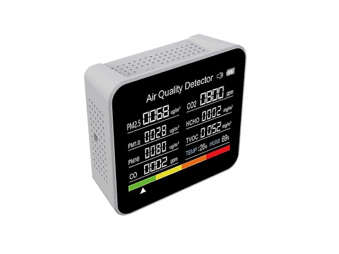 Lurelia Medidor De Qualidade Do Ar 9 Em 1, Tvoc, Hcho, Pm2,5, Pm1,0, Pm10, Temperatura, Humidade, Branco