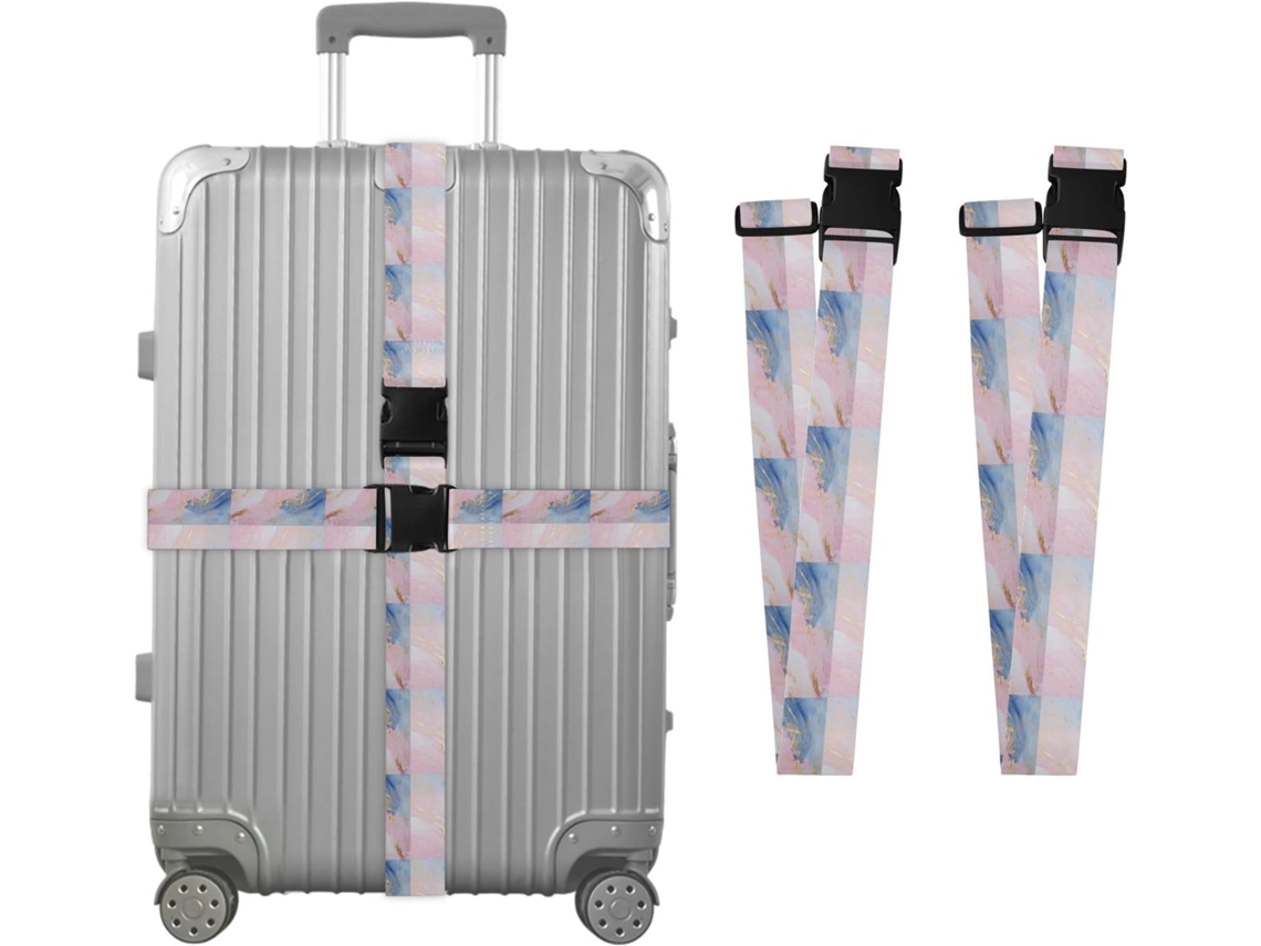 Conjunto De 2 Cintas Bagagem Em Mármore Rosa Para Malas, Cintas De Viagem, Acessórios Para Cintos, Conector De Bagagem