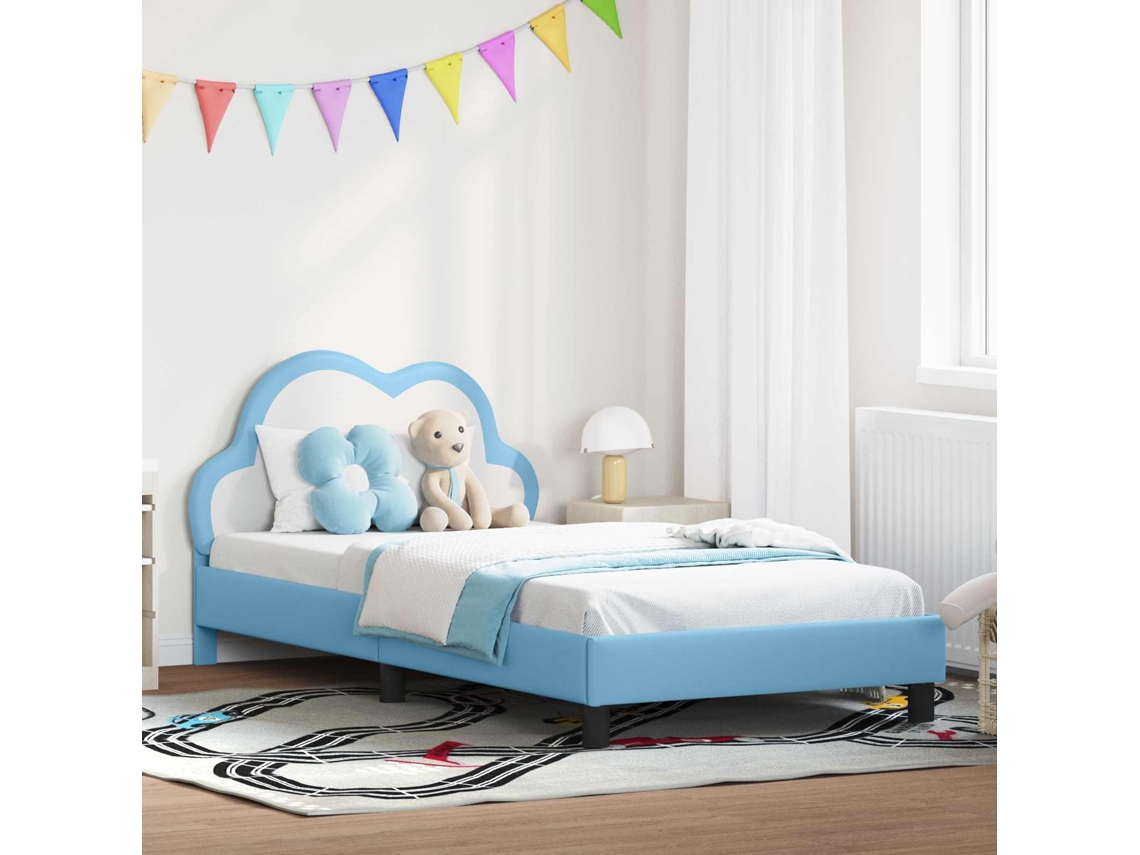 Vidaxl Estrutura De Cama Infantil Com Cabeceira Azul 80 X 200 Cm Pu