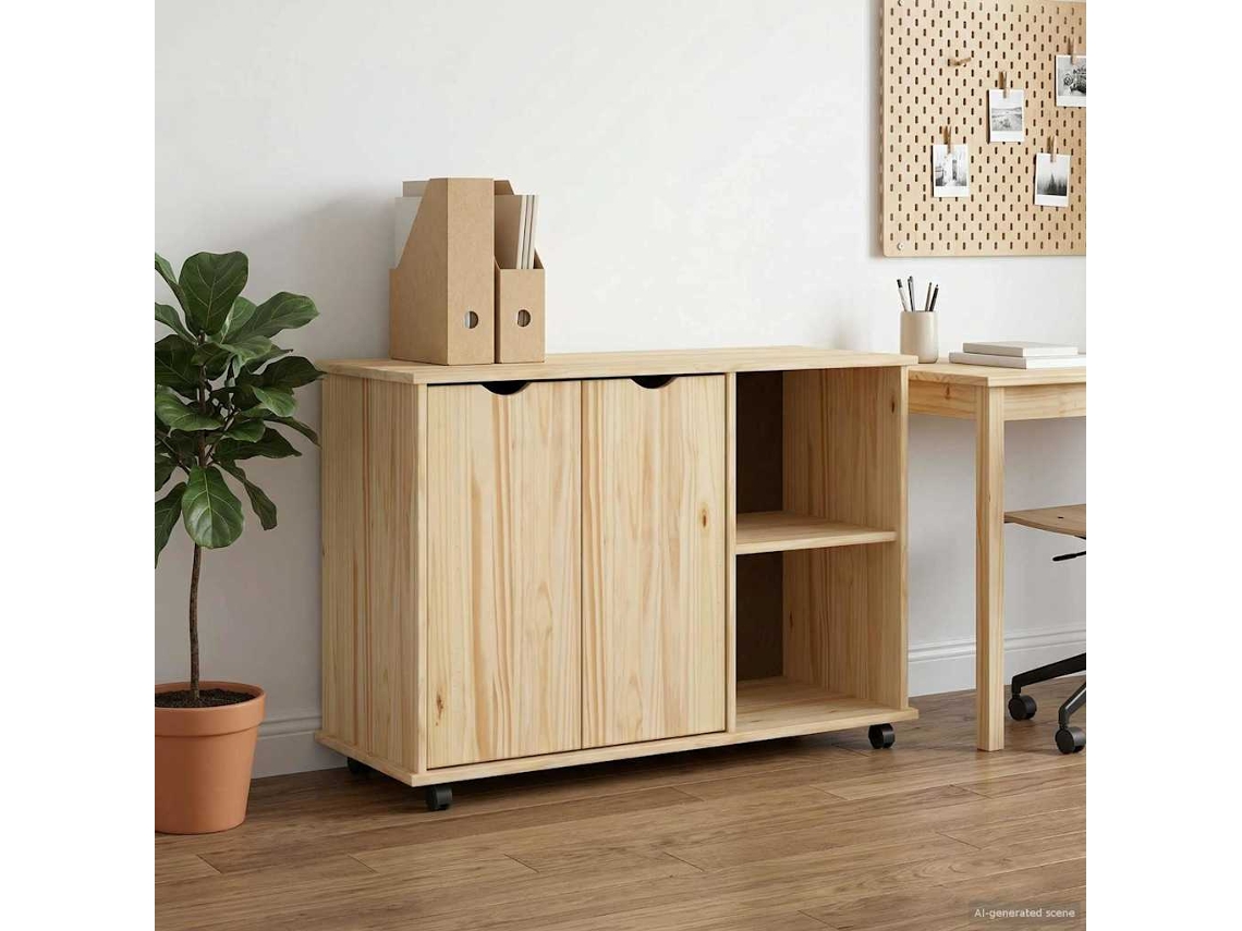 Vidaxl Armário Móvel Com Roda Castanho 100 X 39 X 65,5 Cm