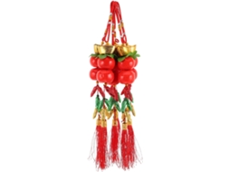 Conjunto 6 Enfeites Parede Chinês Cores Dourado Laranja Amendoim Ideais Festas Decoração Acessórios GOKOCO