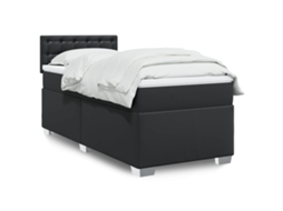 Vidaxl Cama com Molas/colchão 80x200 Cm Couro Artificial Preto