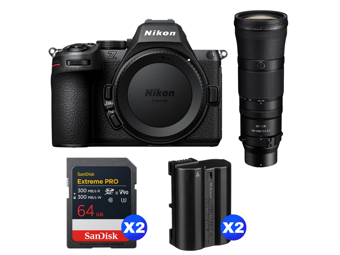 Z5 Ii + 180 600mm F/5.6 6.3 Vr + 3 Sandisk 64gb Extreme Pro Uhs ii Sdxc + 3 Nikon En el15c + Ebook “20 Dicas para Fotos Que Impressionam” NIKON