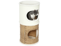Casa Gata Interna de 3 Andares com Arranhador de Sisal 40x80cm Creme S/MARCA