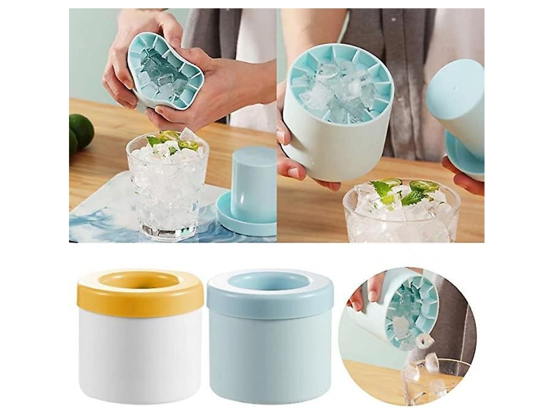 Moldes De Gelo Silicone Com Cilindro Plástico, Cubos De Gelo 1/2", Rápido Resfriamento E 10 Minutos De Duração Azul
