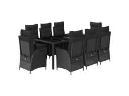 Garden Dining Set, Garden Dining Sets Vidaxl Preto Rattan / Vime (mesa Com 190 Cm De Comprimento)