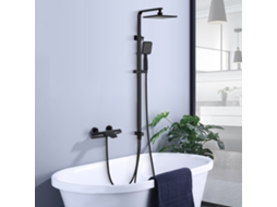 Conjunto De Chuveiro Termostático Preto, Coluna Cascata, Torneira Para Banheira, Conjunto De Chuveiro Em Latão, Altura Ajustável