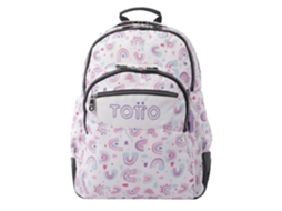 Mochila escolar arco-íris branco e rosa giz de cera TOTTO