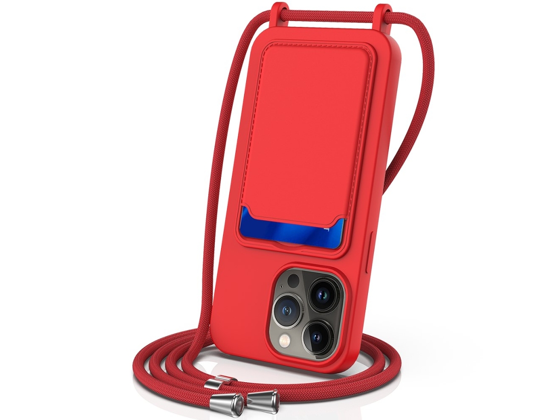Correia Casa Para Iphone 14 Pro Silicone Anti-choque Vermelho