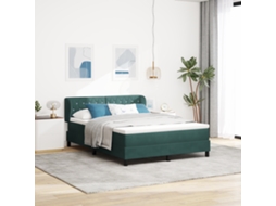 Cama Box Com Colchão Verde Escuro 140x190 Cm Veludo