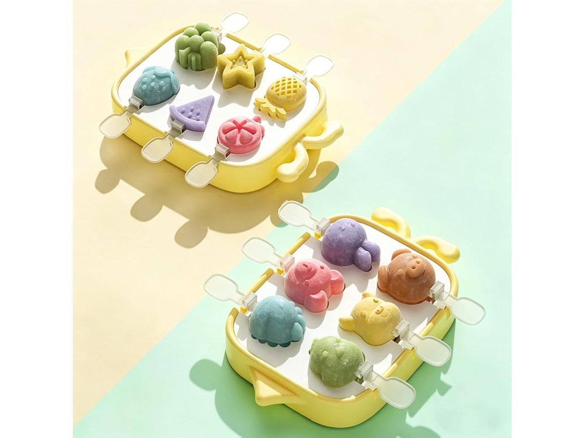 Conjunto De 2-formas Silicone Para Picolé Com 12-cavidades Cada, Formatos De Animais E Frutas, Reutilizáveis, Para