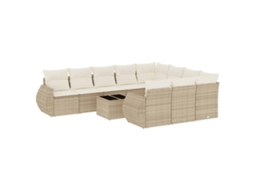 Maison Exclusive - 11 Pcs Conjunto Sofás De Jardim C/ Almofadões Vime Pe Bege