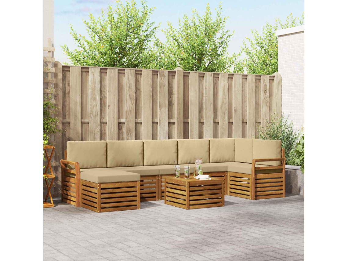 Vidaxl Conjunto De Sofás Para Exterior 8 Pcs Natural E Bege