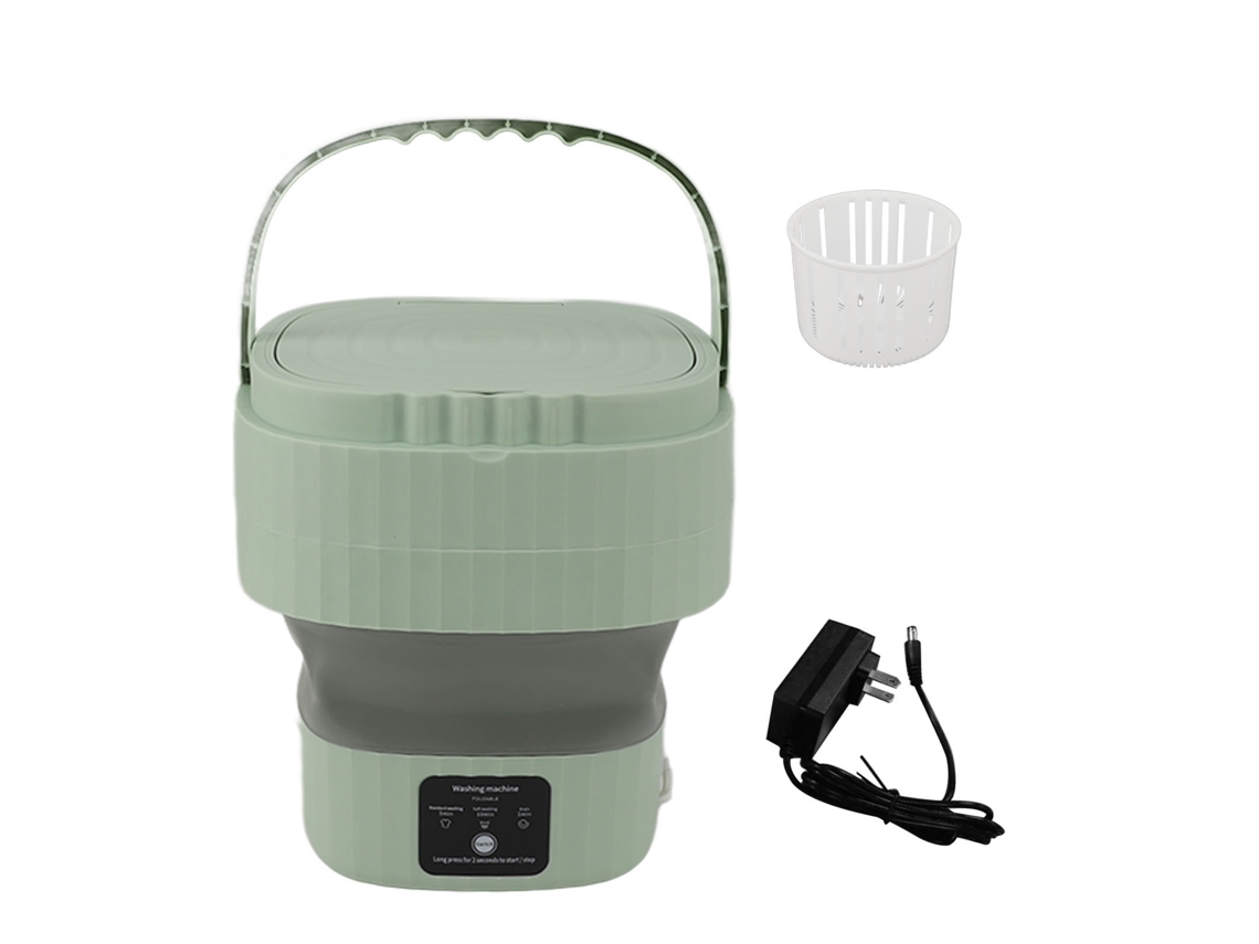 Máquina de Lavar Portátil 9l 10w Dobrável Baixo Ruído Mini Lavadora para Roupas Íntimas Rvs Apartamento Dormitório Camping Plug Us Verde