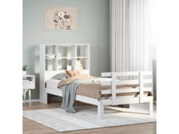 Cama Com Estante Sem Colchão 90x190 Cm Pinho Maciço Branco
