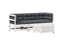 Conjunto 4 Lounge de Jardim com Almofadões Pinho VIDAXL Maciço Branco