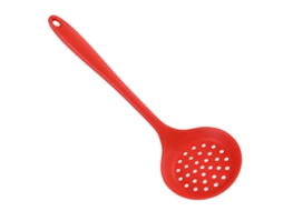 Coador de Silicone com Cabo Longo, Antiaderente e Resistente Ao Calor, Colher de Filtro, Coador de Malha. MDUG (vermelho)