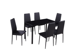 Conjunto Mesa de Jantar 7 Pcs Preto MAISON EXCLUSIVE