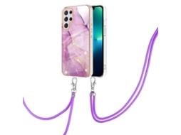 Capa Dupla Face Em Tpu Imd Com Efeito Mármore E Revestimento Eletroplástico Para Samsung Galaxy S23 Ultra 5g, Com Cordão.
