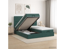 Vidaxl Cama Ottoman Com Colchão E Led Verde-escuro 200 X 200 Cm Veludo