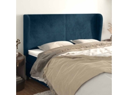Vidaxl Cabeceira Cama C/ Abas Veludo 183x23x118/128 Cm Azul-escuro