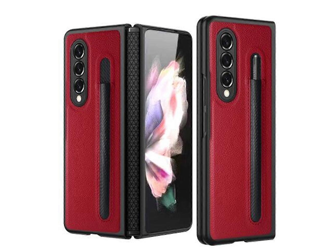 Capa Protetora Dobrável Com Textura De Lichia Para Samsung Galaxy Z Fold4