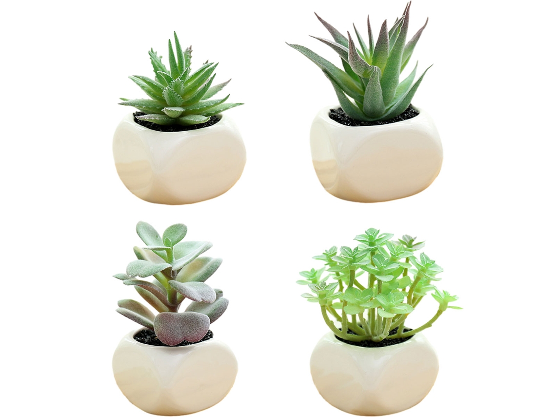 4Pcs Plantas Suculentas em Vaso Criativas Pequenos Ornamentos Artificiais NEVEANCE