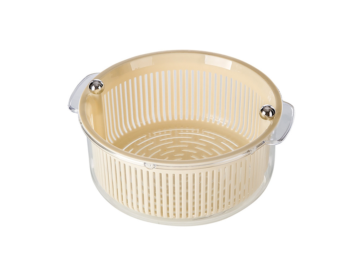 Conjunto de escorvão de cozinha com cesta rotativa dupla camada para lavar frutas e legumes branco S/MARCA
