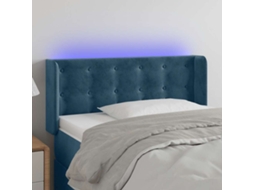 Vidaxl Cabeceira De Cama C/ Luzes Led Veludo 83x16x78/88cm Azul-escuro