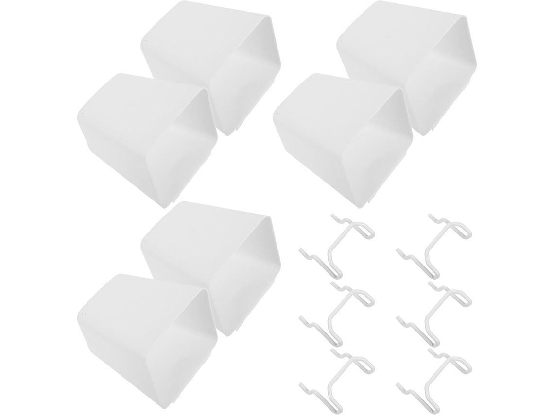 Conjunto Lifkome De 6 Pequenas Caixas Organizadoras Quadradas Plástico Branco Com Ganchos Metal Painéis Perfurados