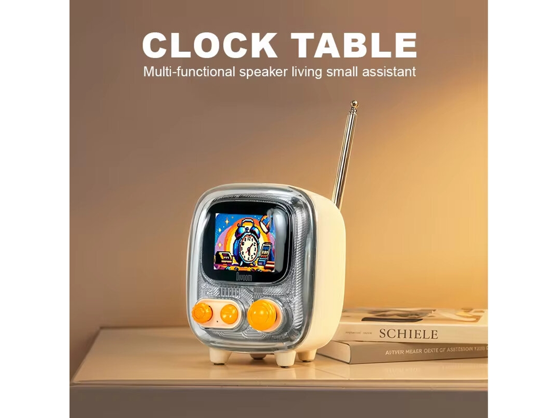 Divoom Tiivoo 2 Mini Fm Bluetooth Altifalante Portátil Retrô Tv Altifalante De 16 Núcleos de 40mm Gama Completa de Chifre Dual Core de 24 Bits Chip Dsp Digital Telefon