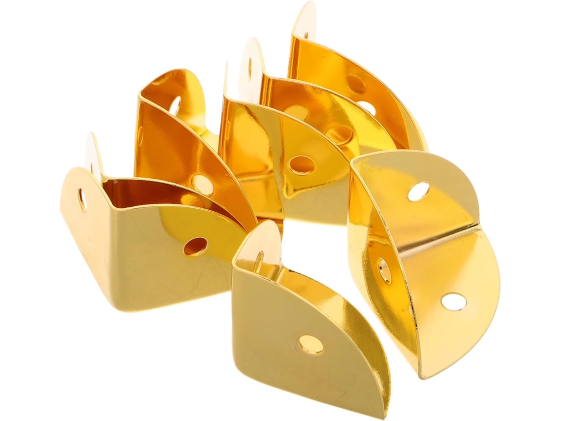 Conjunto De 8 Protetores Canto, Fácil Instalação, Ferro Dourado, Design Exclusivo De 90 Graus E Acabamento Refinado Para
